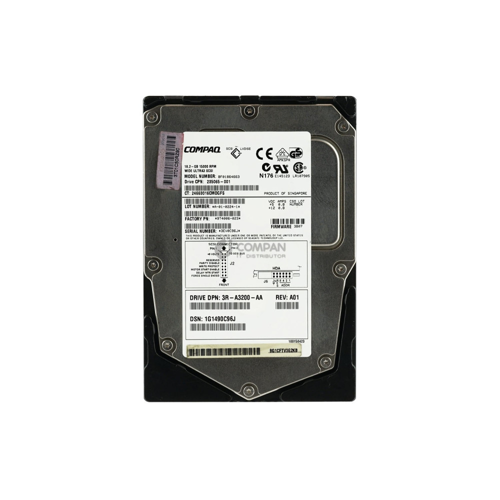 235065-001 HP HDD 18.2GB  15K  WIDE ULTRA3 SCSI  3.5" LFF